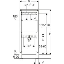 Geberit Duofix Ausgussbecken-Element für Wandarmatur, Bauhöhe 1300 mm