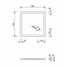 Schröder Viereck Duschwanne Flat Corner E 80x80x2,0 cm