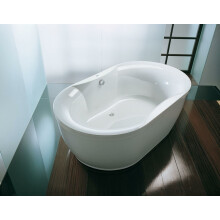 Schröder Badewanne Ovalwanne Glorus 190x110x49,5 cm weiß mit einteiliger Schürze und Ab- und Überlaufgar.