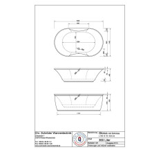 Schröder Badewanne Ovalwanne Glorus 190x110x49,5 cm weiß mit einteiliger Schürze und Ab- und Überlaufgar.