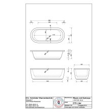 Schröder Badewanne Ovalwanne Rhein 180x80x44/57,5 cm weiß mit 1-teiliger Schürze