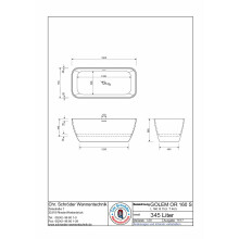 Schröder Badewanne Designwanne Golem OR 160 S 160x75,5x44,5/56,5 cm cremeweiß matt