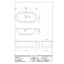 Schröder Badewanne Ovalwanne Rhein 200x100x51/64 cm weiß mit 2-teiliger Schürze