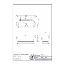 Schröder Badewanne Ovalwanne Seine 180 178x78,5x45/ 59 cm