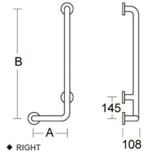 PBA Sicherheitsgriff 300mm L-Form Links E-Stahl poliert