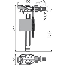 alcadrain A16-3/8" Füllventil, Metallgewinde, für Keramik - Spülkasten, Zulauf seitlich