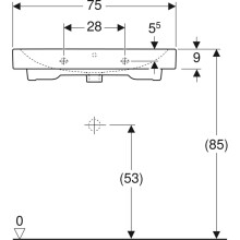 Geberit Waschtisch iCon ohne Hahnloch, mit ÜL 750x485mm weiß