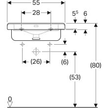 Geberit Waschtisch Renova Comfort unterfhb. m Hahnloch m ÜL 550x525mm weiß