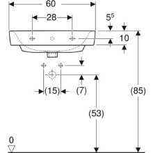 Geberit Waschtisch Renova Plan mit HL mittig, mit ÜL 600x480mm weiß