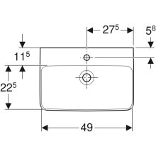 Geberit Waschtisch Renova Compact mit Hahnloch, mit ÜL 550x370mm weiß