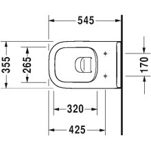 Duravit Wand-Tiefspül-WC D-Code Set 355x540mm spülrandlos mit WC-Sitz