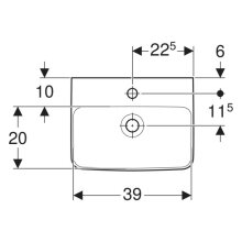 Geberit Handwaschbecken Renova Plan mit HL mittig, mit ÜL 450x340mm weiß