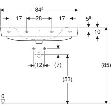 Geberit Waschtisch Renova Plan mit Hahnloch, mit ÜL 850x480mm weiß