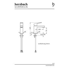 Herzbach Neo Castell Waschtisch-Einlocharmatur S-Size, ohne Ablaufgarnitur