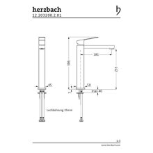 Herzbach Neo Castell Waschtisch-Einlocharmatur L-Size, ohne Ablaufgarnitur