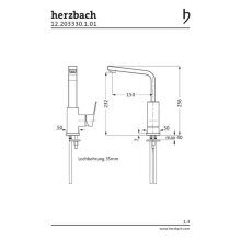 Herzbach Neo Castell Waschtisch-Einlocharmatur M-Size, ohne Ablaufgarnitur