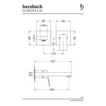 Herzbach Neo Castell Waschtisch-Unterputzarmatur 210mm