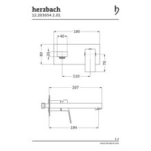 Herzbach Neo Castell Waschtisch-Unterputzarmatur 210mm