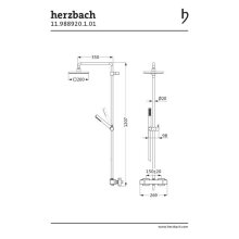 Herzbach Neo Castell Duschsäule mit Brause-Aufputz-Thermostat eckig 200mm