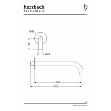 Herzbach DEEP BLACK Wandauslauf 250mm