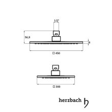 Herzbach 450 x 300 mm Regenbrause Slim - square