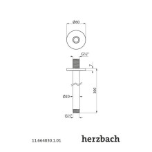 Herzbach Deckenarm für Regenbrause - rund 300mm