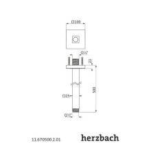 Herzbach Deckenarm für Regenbrause - eckig 500mm