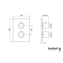 Herzbach DESIGN IX PVD Thermostat square für 2 Verbraucher Unterputz Black