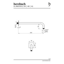 Herzbach DESIGN IX PVD Wandarm seven square für Regenbrause 350mm Black