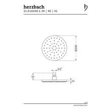 Herzbach DESIGN IX PVD Regenbrause round Ø 200 mm Brass