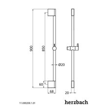 Herzbach Dusch-Wandstange Slide M 900mm