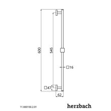 Herzbach Dusch-Wandstange square - 600mm