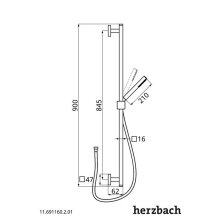 Herzbach Dusch-Wandstangenset square - 900mm Stabhandbrause