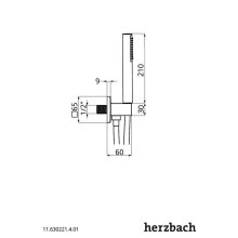 Herzbach Wannenset mit Konushalter und integriertem Brauseanschlussbogen square 1600