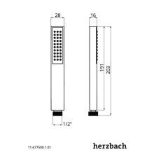 Herzbach Stabhandbrause square - messing