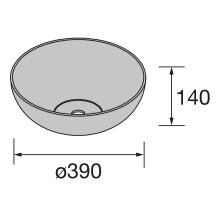 Salgar Aufsatzwaschtisch BULKAN ohne Siphon und Clickerabfluss SOLID SURFACE SCHWARZ Ø 400 x 140 mm