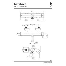 Herzbach DEEP iX Wannenfüll- und Brausebatterie Aufputz