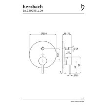 Herzbach DEEP iX Wannenfüll- und Brausebatterie Unterputz