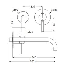 Herzbach DEEP Grey Waschtisch-Unterputzbatterie 240 mm