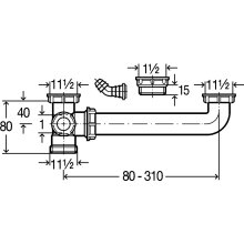 Viega Ablaufverbindung m exzentr. Abgang 11/2 x11/2 x80 - 310mm