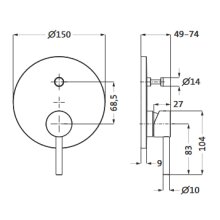 Herzbach DEEP Grey Wannenfüll- und Brausebatterie Unterputz