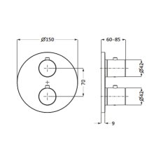 Herzbach DEEP Grey Unterputz Thermostat round für 1 Verbraucher