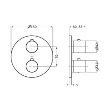 Herzbach DEEP Grey Unterputz Thermostat round für 2 Verbraucher