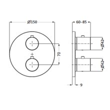 Herzbach DEEP Grey Unterputz Thermostat round für 3 Verbraucher