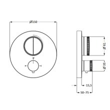 Herzbach DEEP Grey Unterputz Thermostat PUSH round für 2 Verbraucher