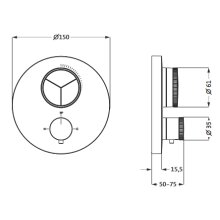 Herzbach DEEP Grey Unterputz Thermostat PUSH round für 3 Verbraucher