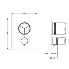 Herzbach DEEP Grey Unterputz Thermostat PUSH square für 3 Verbraucher