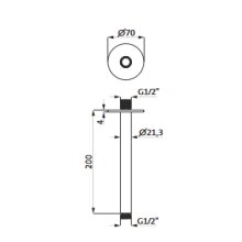 Herzbach DEEP Grey Deckenarm für Regenbrause seven round 200 mm