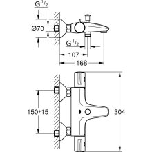 GROHE Thermostat Wanne Grohtherm 800 Wandmontage verchromt