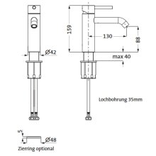 Herzbach DEEP White Waschtisch-Einlochbatterie M-Size 130 mm